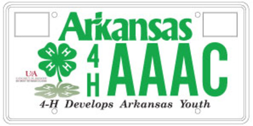 University of Arkansas Agriculture 4-H License Plate