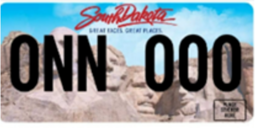 Standard South Dakota License Plates
